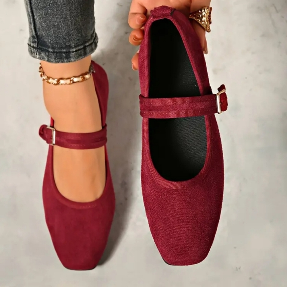 🎯NEW! Burgundy Red Mary Jane Flats Sz 6.5 - Picture 3 of 7